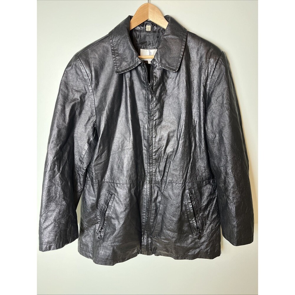 VTG Timothy Daniels Men’s 100% Genuine ‎ Leather Black Jacket Lines Full Zip XL